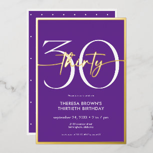 Invitation En Aluminium Anniversaire Moderne Minimaliste Violet Trente Écr