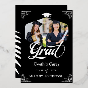 Invitation En Aluminium Annonce de collage de photos de remise de diplômes