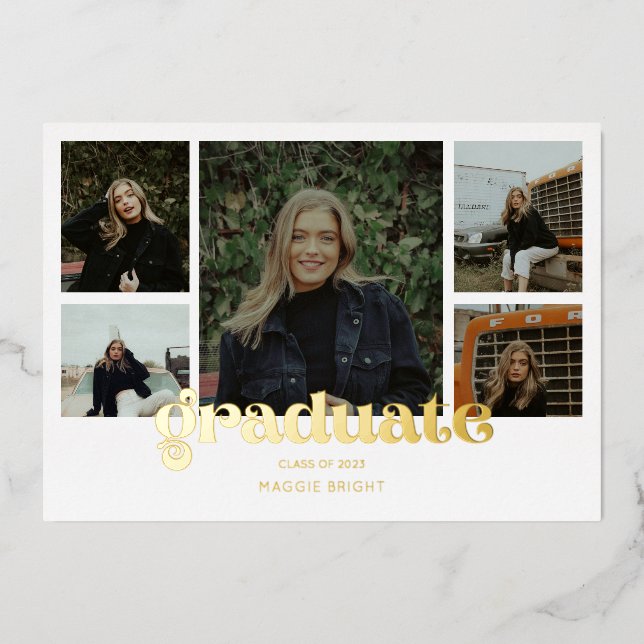 Invitation En Aluminium Annonce de diplômé 2023 multi photo (Recto)