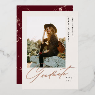 Invitation En Aluminium Annonce de diplômé avec photo et foil