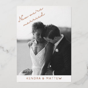 Invitation En Aluminium Annonce de mariage moderne et simple avec feuille