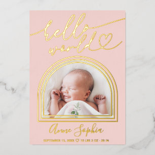 Invitation En Aluminium Annonce de naissance Cadre Arch Bonjour le monde