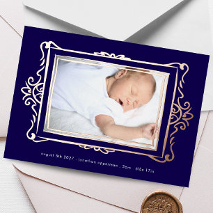 Invitation En Aluminium Annonce de naissance de bébé avec cadre élégant en