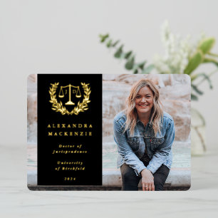 Invitation En Aluminium Annonce de remise de diplôme JD Law Scales Feuille