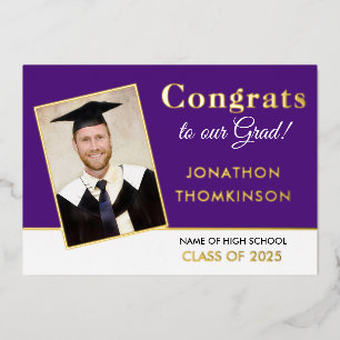 Invitation En Aluminium Annonce de remise des diplômes papier doré violet