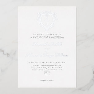Invitation En Aluminium Antique Crest Minimaliste Vintage Monogramme Maria