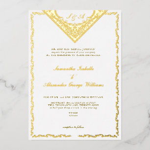 Invitation En Aluminium Antique Floral Western Vintage Monogram Mariage