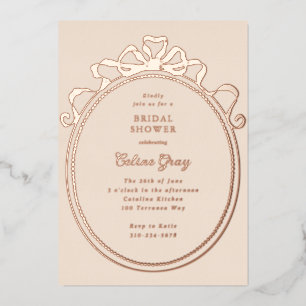 Invitation En Aluminium Antique Ribbon Bow Victorian Frame Fête des mariée