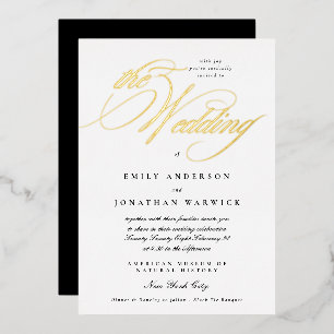 Invitation En Aluminium Appel de calligraphie élégant Smoking Le Mariage O
