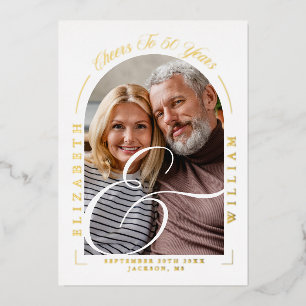 Invitation En Aluminium Appel de photo de calligraphie 50e anniversaire de