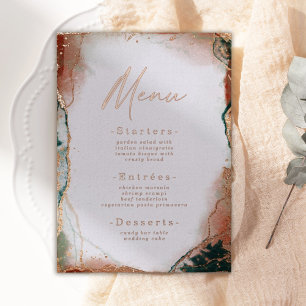 Invitation En Aluminium Aquarelle Abstraite Turquoise & Real Rose Gold Men