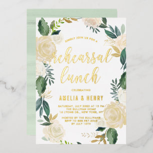 Invitation En Aluminium Aquarelle Beige Peonies Déjeuner de répétition