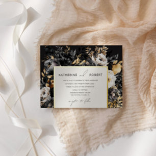 Invitation En Aluminium Aquarelle Black Gold Floral Mariage