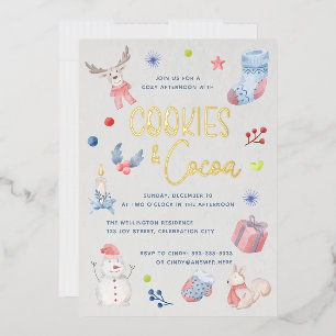 Invitation En Aluminium Aquarelle de Noël Cute Cookies Cocoa Inv