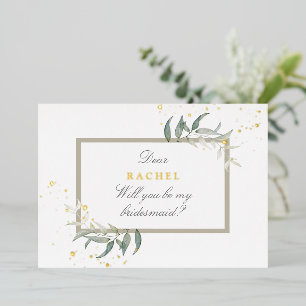 Invitation En Aluminium aquarelle feuille bridesmaid proposition foil invi