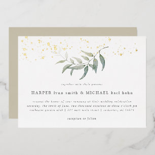 Invitation En Aluminium Aquarelle feuille or shimmer feuille mariage invit