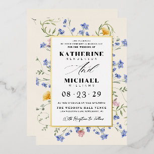 Invitation En Aluminium Aquarelle Fleurs du monde Détails du champ RSVP Ma