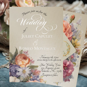 Invitation En Aluminium Aquarelle Fleurs sauvages - Blé