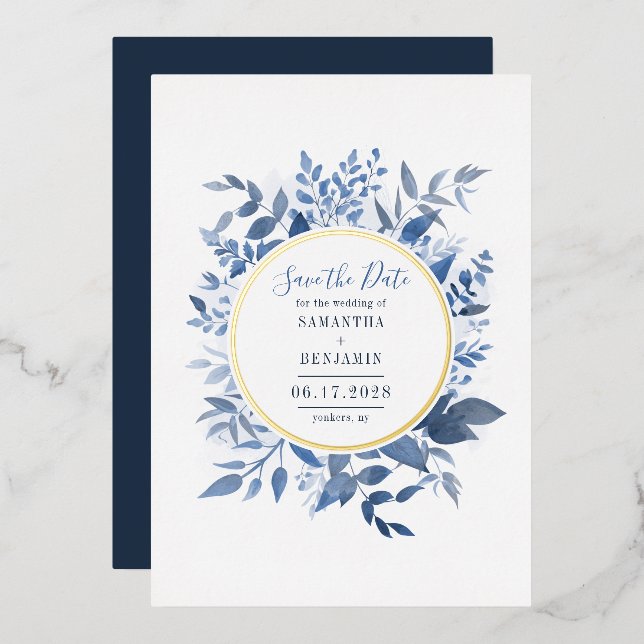 Invitation En Aluminium Aquarelle florale Enregistrer le script de date (Recto/Verso)