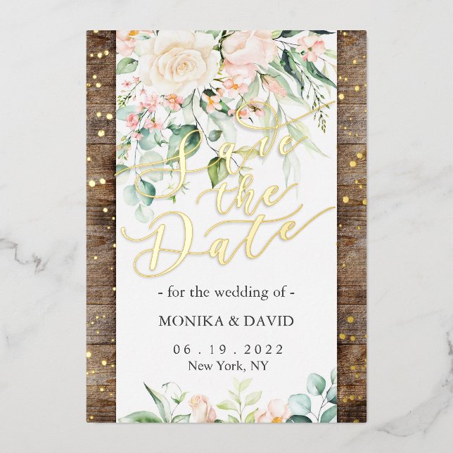 Invitation En Aluminium Aquarelle Flush Flower Enregistrer la date Real Go (Recto)