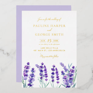 Invitation En Aluminium Aquarelle Lavande Fleurs Printemps Mariage