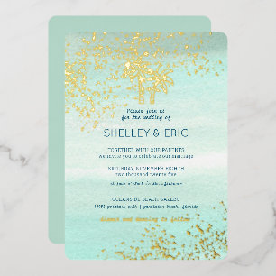 Invitation En Aluminium Aquarelle Mariage côtière