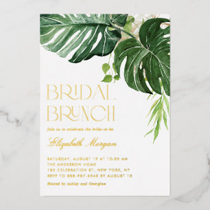 Invitation En Aluminium Aquarelle Monstera Feuilles Tropical Bridal Brunch