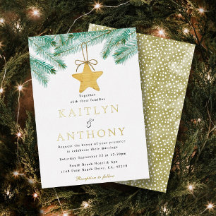 Invitation En Aluminium Aquarelle Pine Boughs Noël Mariage d'hiver
