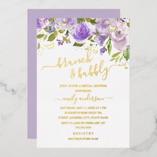 Invitation En Aluminium Aquarelle Purple Or Brunch Et Bubbly