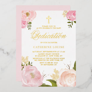 Invitation En Aluminium Aquarelle rose pâle rose pâle Dédication florale p