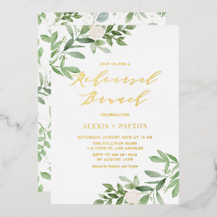 Invitation En Aluminium Aquarelle Verdure Fleur blanche Répétition Brunch