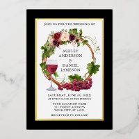 Aquarelle Vins de raisin Floral Wreath Black Gold