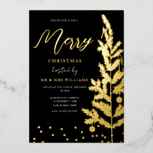 Invitation En Aluminium Arbre de Noël de fête joyeux Noël en papier d'or d