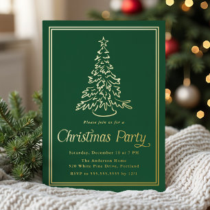 Invitation En Aluminium Arbre de Noël Vert Classique Fête de Noël