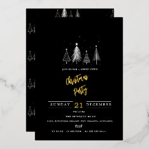 Invitation En Aluminium Arbre de pin de Noël simple   Black Christmas Part