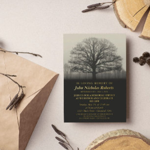 Invitation En Aluminium Arbre Silhouette Memorial Service Gold