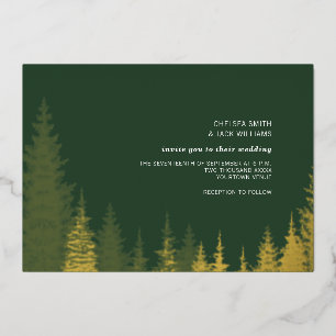 Invitation En Aluminium Arbres à feuillage persistant Golden Rustic Mariag