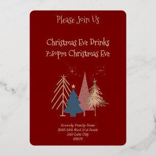 Invitation En Aluminium Arbres de Noël en or rouge profond 4 rose vert