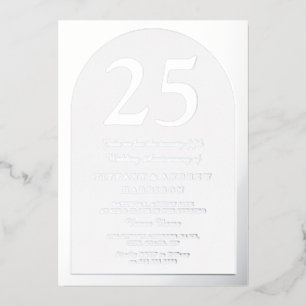 Invitation En Aluminium Arc Argent 25e anniversaire Mariage Argent