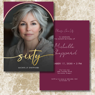 Invitation En Aluminium Arc de Bourgogne minimaliste moderne Soixantième a