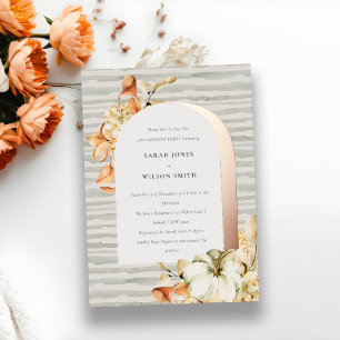 Invitation En Aluminium Arc Floral de Mariage Automnal Rustique aux Citrou