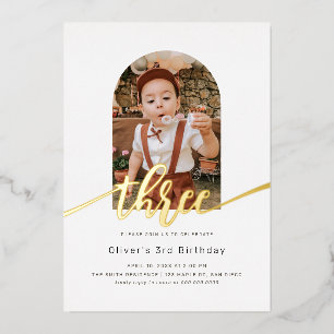 Invitation En Aluminium Arc minimal moderne photo 3e anniversaire