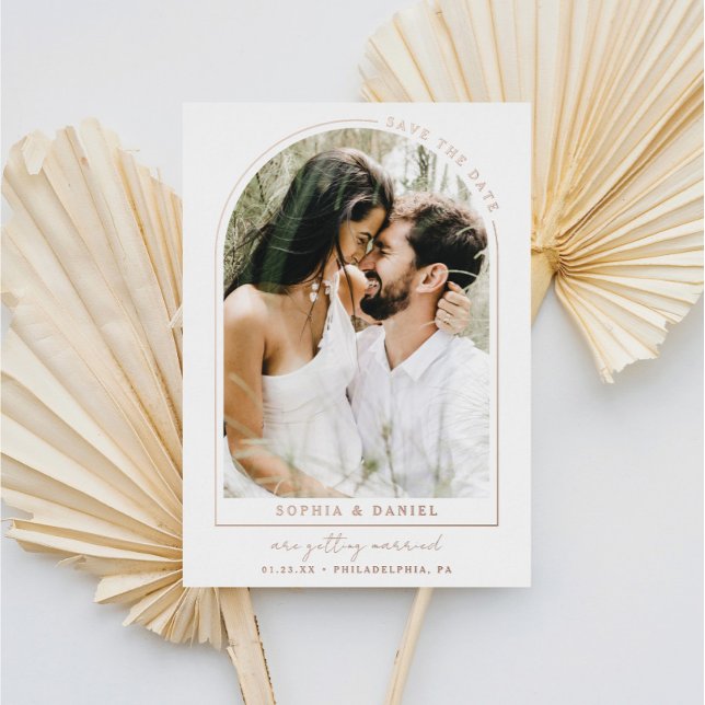 Invitation En Aluminium Arc moderne Boho Arch avec photo Enregistrer la da (Créateur téléchargé)