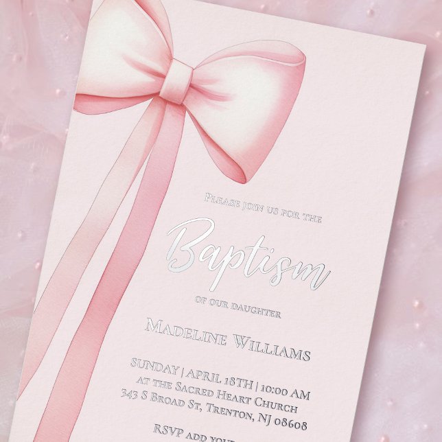 Invitation En Aluminium arc rose | Baptême (Créateur téléchargé)