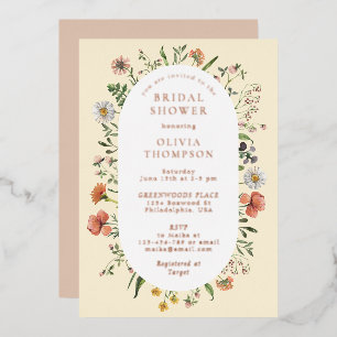 Invitation En Aluminium Arche de Fleurs Sauvages Fantaisistes d'Automne po