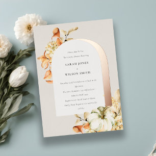 Invitation En Aluminium Arche florale rustique de citrouille d'automne pou