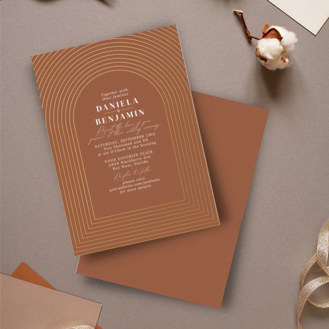 Invitation En Aluminium Arche Mariage Boho Delicate en terre cuite (Créateur téléchargé)