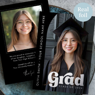 Invitation En Aluminium Arche photo feuille noir grad graduation faire-par