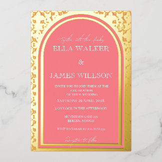 Invitation En Aluminium Arche Royale Blanc et Rose Blush (Uni)