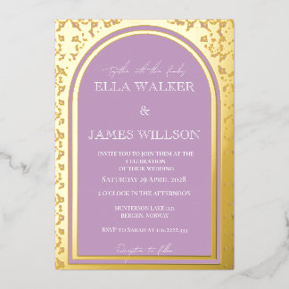 Invitation En Aluminium Arche Royale Blanche & Lilas (Uni)